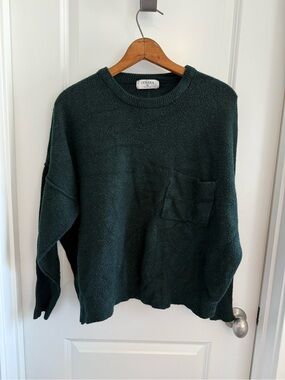 ZENANA Dark Green Crewneck Pocket Sweater